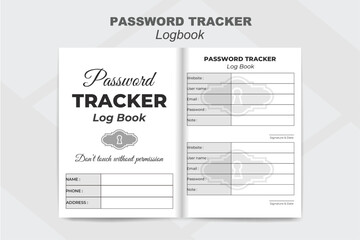 Free vector password tracker log book and  website  information note book kdp interior design template