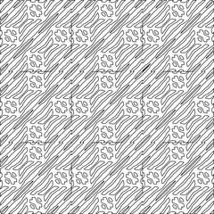  Monochrome ornamental texture with smooth linear shapes, zigzag lines, lace pattern.Abstract geometric black and white pattern for web page, textures, card, poster, fabric, textile.