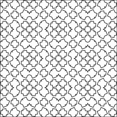  Monochrome ornamental texture with smooth linear shapes, zigzag lines, lace pattern.Abstract geometric black and white pattern for web page, textures, card, poster, fabric, textile.