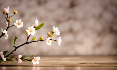 beautiful spring flowers, sakura , cherry blossom blooming season, wallpaper, backdrop, for showing product. Ai generative illustration