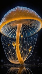 Obraz premium Enchanted Glowing Mushroom in a Dark Forest generative ai Fantasy Illustration