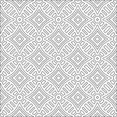  Monochrome ornamental texture with smooth linear shapes, zigzag lines, lace pattern.Abstract geometric black and white pattern for web page, textures, card, poster, fabric, textile.