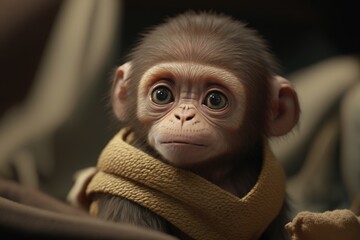Adorable Baby Monkey generative ai