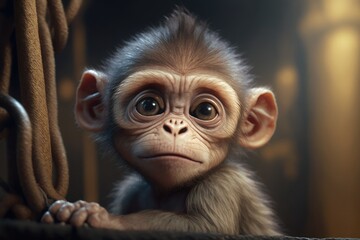 Adorable Baby Monkey generative ai