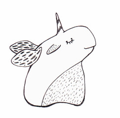 Hand drawn illustration of a unicorn