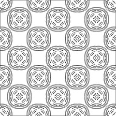  Monochrome ornamental texture with smooth linear shapes, zigzag lines, lace pattern.Abstract geometric black and white pattern for web page, textures, card, poster, fabric, textile.