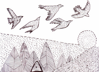 Hand drawn illustration of freedom