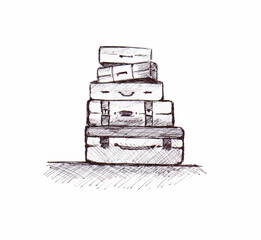 Hand drawn sketch of a suitcase