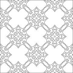  Monochrome ornamental texture with smooth linear shapes, zigzag lines, lace pattern.Abstract geometric black and white pattern for web page, textures, card, poster, fabric, textile.
