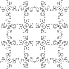  Monochrome ornamental texture with smooth linear shapes, zigzag lines, lace pattern.Abstract geometric black and white pattern for web page, textures, card, poster, fabric, textile.