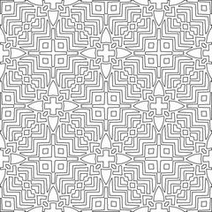  Monochrome ornamental texture with smooth linear shapes, zigzag lines, lace pattern.Abstract geometric black and white pattern for web page, textures, card, poster, fabric, textile.