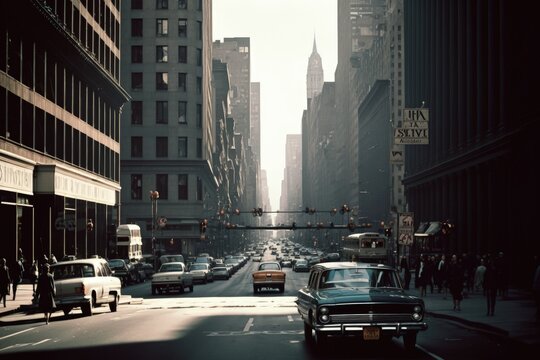  Nostalgic 1960s New York Street View - Generative AI Illustration