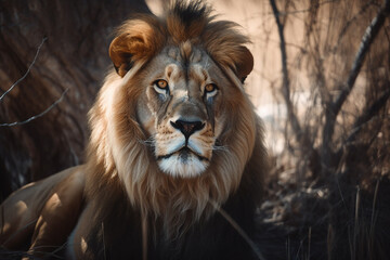 Fototapeta na wymiar The king of the jungle is the Lion generated AI technology
