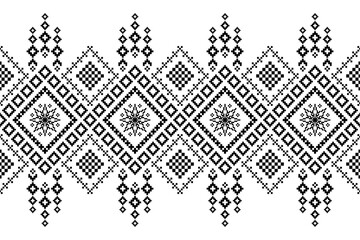 Nature vintages cross stitch traditional ethnic pattern paisley flower Ikat background abstract Aztec African Indonesian Indian seamless pattern for fabric print cloth dress carpet curtains and sarong