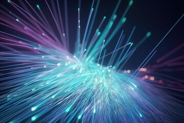 Glowing Abstract Fiber Cable with Data - Generative AI Illustration