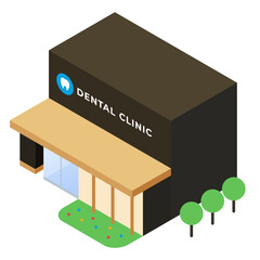 歯医者・歯科クリニック外観のアイソメトリックイラスト
