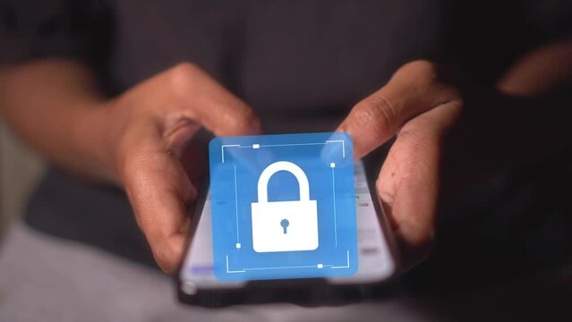 Secured information access to the phone. Private online payment with digital wallet and secure login, mobile wallet safety, Data protection, VPN, virtual private network, Internet cyber security 4k