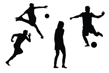Football silhouette illustration set of vector set of football, soccer players
