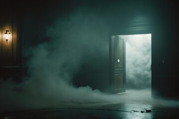 dark scene with heavy smoke and dramatic lighting generative ai illustration 