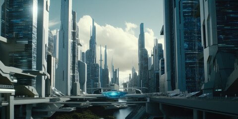 Sci-fi futuristic cityscape  generative ai