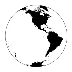 Transparent World Map in globe shape of Earth. Nicolosi globular projection – flat.