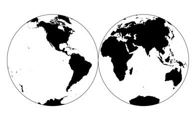 Highly detailed World Map silhouette in globe shape of Earth. Nicolosi globular projection.
