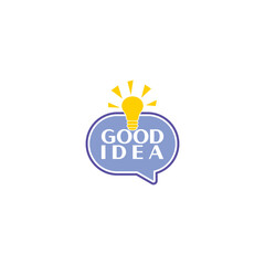 Good Idea with light bulb and speech bubble. Good idea icon logo isolated on white background