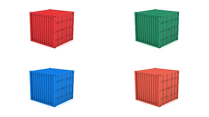 cargo container transportation merchandise on white background. 3d rendering