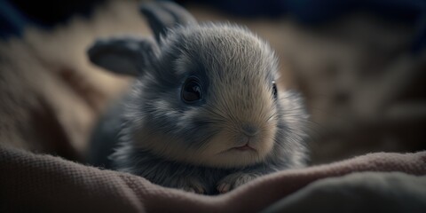 a cute adorable baby rabbit generative ai rendered in the style of children-friendly cartoon animation fantasy style	