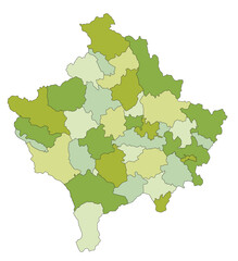 Highly detailed editable political map with separated layers. Kosovo.