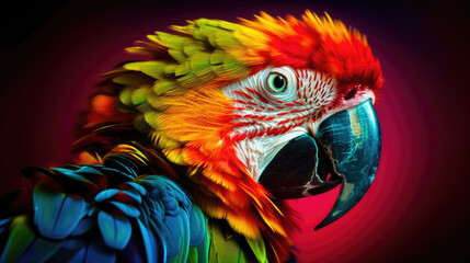 Beautiful and colorful parrot created with generated AI Technology