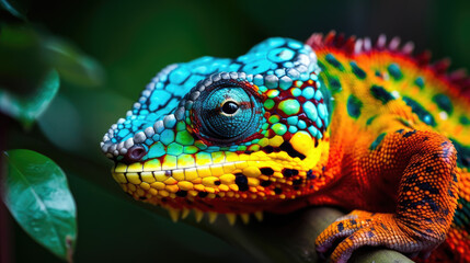 Beautiful and colorful Iguana created with Generated AI Technology