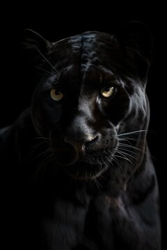 Panther isolated on black background - Generative AI