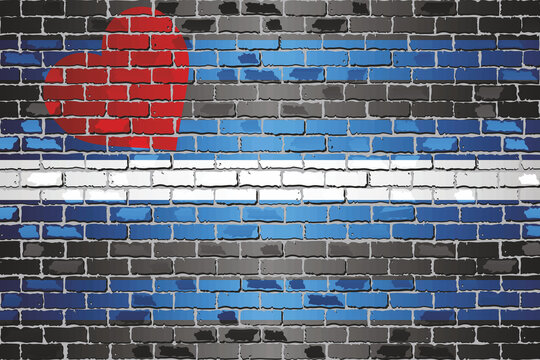 Leather Pride Flag on a brick wall - illustration, 
Leather Latex and BDSM pride Light