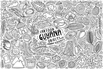Set of Guyana traditional symbols and objects