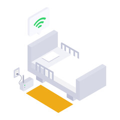 センサーマット・見守りシステムのアイソメトリックイラスト