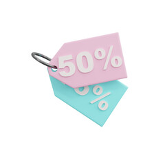 3d render Sale tag on pastel background.discount sale, promotion in social media.