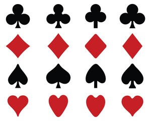 Set of playing card symbols on a white background	
