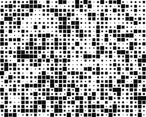 Seamless pattern with black squares random size on a black background	