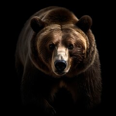 Fototapeta premium Bear on black background - Generative AI