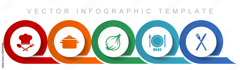 Poster food icon set, miscellaneous icons such as chef hat, pot, onion, menu and cutlery for webdesign and 