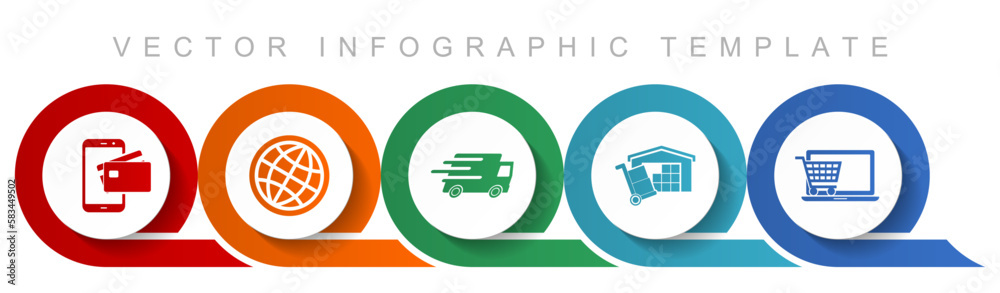 Poster commerce icon set, miscellaneous icons such as credit card, globe, truck, storage and online shop fo