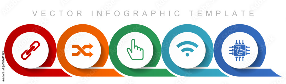 Fototapete Web and internet icon set, miscellaneous icons such as chain, arrows, finger, signal and chip for webdesign and mobile applications, flat design infographic vector template in eps 10