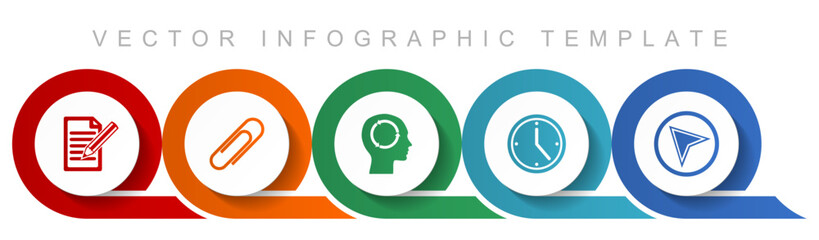 Education icon set, miscellaneous icons such as register, attach, head, clock and navigation arrow for webdesign and mobile applications, flat design infographic vector template in eps 10