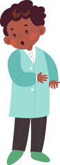 Obraz premium Happy kid in lab coat