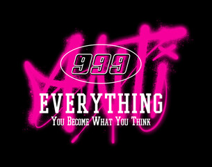 A t shirt print design with graffiti inspired illustrations with slogan wordings