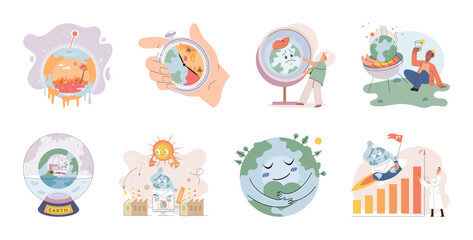 Climate change weather global greenhouse warming risks metaphor concept. Save planet. Compared planet with renewable eco resources consumption global warmings burning alternative. Environment Day