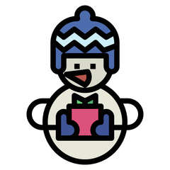 snowman filled outline icon style