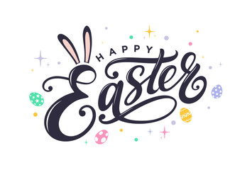 Fototapeta premium Happy easter lettering, Easter typography, Easter banner printable, Easter greeting card, Easter posters for church, Happy easter banner clipart, Easter calligraphy