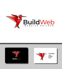 Simple and outstanding logo template design that illustrates origami birds for technology companies